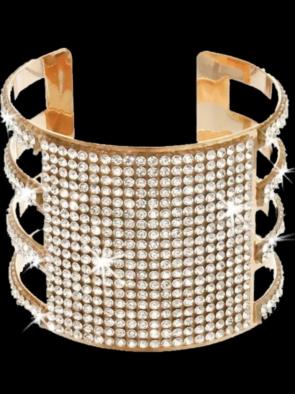 BLING Pave Crystal cz Bangle Open Cuff Statement bangle statement Bracelet Gold